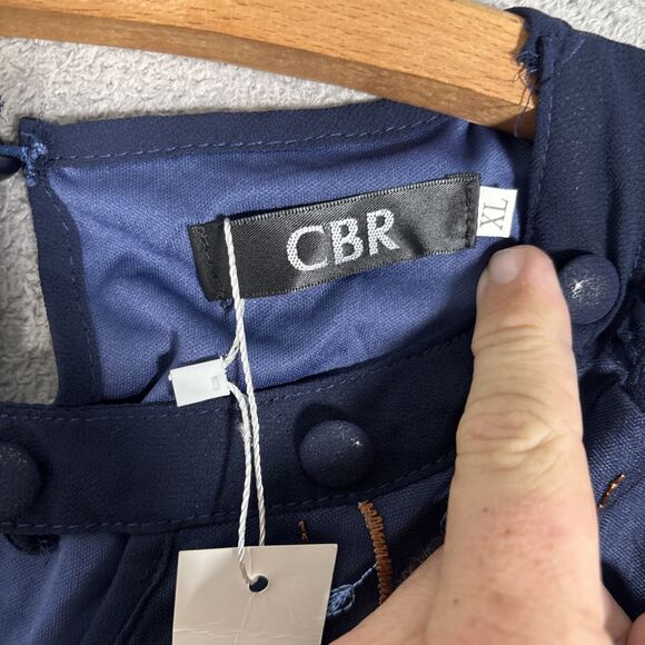 NWT CBR Top Womens Size M Navy Blue Layered Mesh Embroidered Ditsy Forest Fairy - Picture 7 of 14